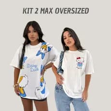 Kit 2 Max T-Shirts Femininas Hello Kitty Frente e costa e Margarida – com Toque Fashion - Personagem