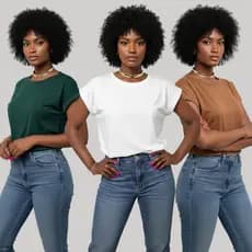 Kit 8 Blusas Femininas Manga Japonesa Básicas – Lisas, Leves e Versáteis em Algodão Premium