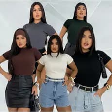 Camiseta Blusa Feminina Ribana Canelada Premium Conforto Elegância Casual Verão envio em 24h