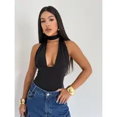 Blusa BODY Top Cropped Com Amarraçao Multiformas Decote Forado Decotado Suplex Premium Verão