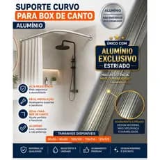 Suporte Curvo para Box de Canto em Alumínio | Não Enferruja | Alta Resistência | Fácil Instalação