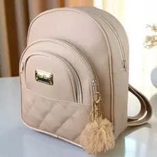 Mochila Bolsa Feminina Elegante Em Couro Sintético Fashion +  Chaveiro Lindo