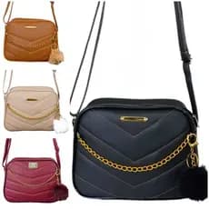 Bolsa Feminina Elegante Alça Transversal  Pequena  C/ Chaveiro Pompom