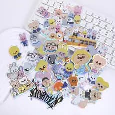 50 Unidades/Pacote Kpop Idol Stray Kids Cartoon Adesivos Skzoo Adesivo Laser