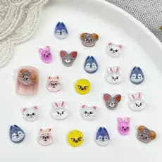 Kpop Ídolo Stray Crianças 50 Peças De Resina De Manicure Mista Mini Série Desenhos Animados Animais Strass DIY Artesanat