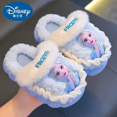 Frozen Elsa Princesa Crianças Chinelos de Algodão Meninas Estilo Inverno Interior Bebê Pelúcia Sapatos para Casa Manter