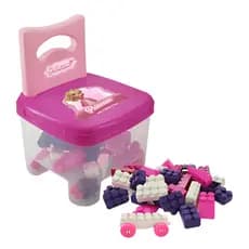 Cadeira Infantil Com 50 Blocos de Montar Princesa e Herói Arack Brinquedo Educativo Didático Criança