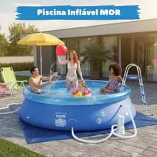 Piscina Inflável 2400L MOR Adulto e Infantil 1000L 1900L Redonda Splash Fun Azul de Verão