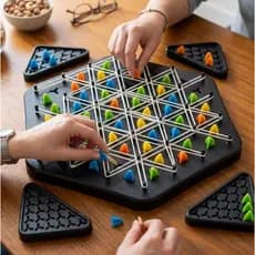 Jogo Dos Triângulos Tabuleiro Xadrez Geométrico Multijogador Família Jogo de Mesa