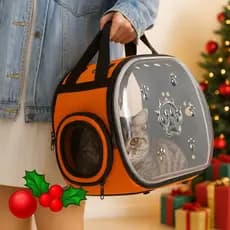 Mochila Transparente Para Cão e gato Pequeno Porte Oval.