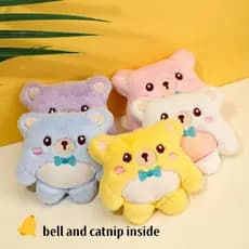 Brinquedo Pet Urso De Pelúcia Com Catnip E Guizo Para Gato.