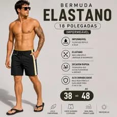 Bermuda Tactel Com Elastano Impermeavel 18"Polegadas do 38 ao 48