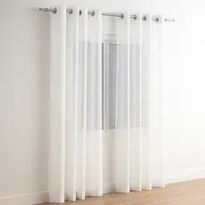 Cortina Em Tecido Voil 6,0 X 2,80 Branco e Palha - Para Sala/Quarto e Escritório