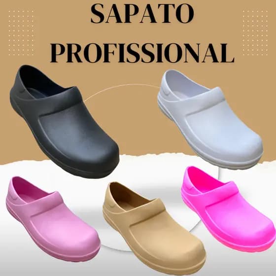 Sapato Feminino Masculino Babuc Fechado Profissional Leve Trabalho Cozinha