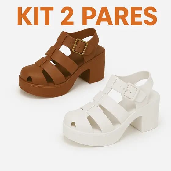 Kit Pares Sandália Tratorada Blogueira Confortável Lançamento Da Moda