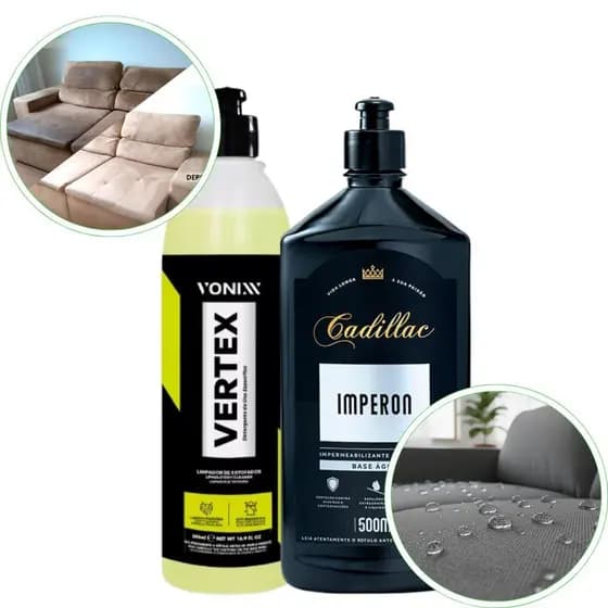 Kit Imperion Cadillac 500ml + Vertex Vonixx 500ml - Limpeza e Impermeabilização de tecido
