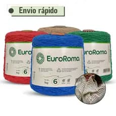 Barbante Euroroma 1kg Fio 6 Linha de Crochê Diversas Cores Tricô Envio Rápido