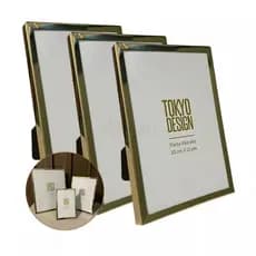 Kit 3 Porta Retrato 10X15 em Metal Brilhoso Dourado Phoenix Tokyo Design