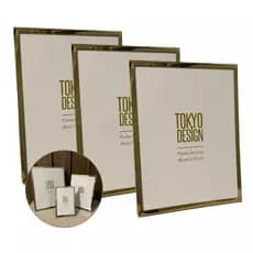 Kit 3 Porta Retrato 15x20 em Metal Brilhoso Dourado Phoenix Tokyo Design