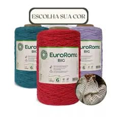 Barbante Euroroma Fio 6 1.8kg para Crochê Big Cone Diversas Cores