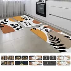 Kit 3 Tapetes de Cozinha Antiderrapante Látex Estampas