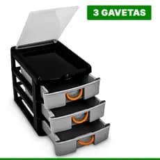 Organizador c/ 3 Gavetas Multiuso Resistente para Ferramenta Maleta Porta Treco Caixa de Organizar com Puxador