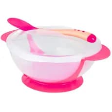 Porta Papinha com Colher para Bebê Rosa