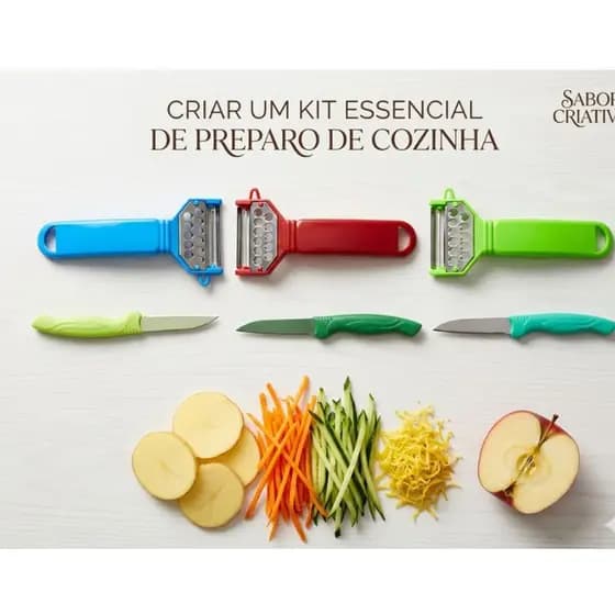 kit descascador de legumes frutas e mais faca para fatiar e corta legumes