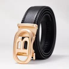Cinto de couro da moda masculina – Couro genuíno de alta qualidade PU couro macio com fivela de metal adequado
