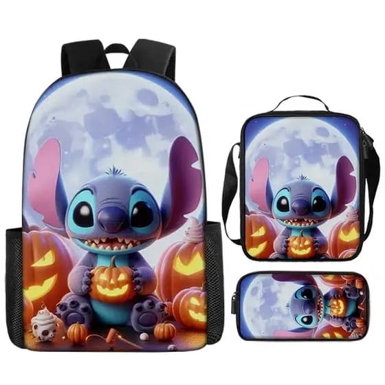 Mochila Infantil Stitch de Halloween, Mochila Lilo & Stitch para Meninos e Meninas, Mochila Leve e Simples para Alunos d