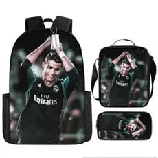 Nova mochila do C. Ronaldo para alunos do ensino fundamental e médio, conjunto de três peças, mochila escolar do Ronaldo