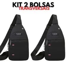 Kit 2 Mochilas de Peito Pochete Transversal Unissex Impermeável Resistente para Viagem e Dia a Dia