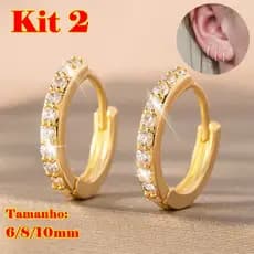 Kit 2 Brincos De Argola Simples-Aço Inoxidável Com Zircônia-Leve E Elegante
