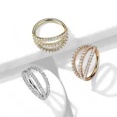 🔥 OFERTA! Argola de Nariz Tripla | Prata/Dourado | Aço Inoxidável | 1.2x8mm/1.2x10mm 🔥