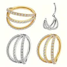 G23 Zircônia Tri-camada 1,2x8mm Hipoalergênica, Joias Simples Femininas em Prata e Ouro