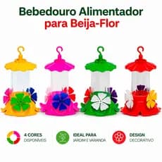 Bebedouro Alimentador Para Beija-Flor 220ml Decorativo Jardim Varanda Colorido