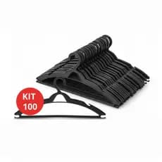 Kit 50 Cabides Adulto Preto Chatinho Reforçado Organizar Roupas Cabide Premium