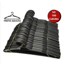 Cabide Adulto Preto kit 25 unidades Chatinho Reforçado Organizar Roupas Promoção