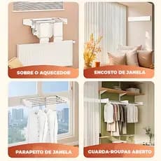 Varal Retrátil Embutir Mágico Branco 70cm Para Parede Lavanderia Banheiro Varal de Roupa Compacto