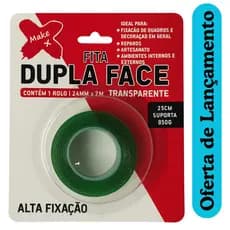 Fita Dupla Face Forte Transparente 2m x 24mm – Alta Fixação
