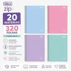 Caderno 20 Matérias Universitário Tilibra Cores Pastel 320 Folhas 27,5 x 20,5 cm  A4