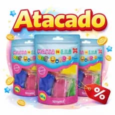 Kit 50 Massinhas EVA 50g 10 Cores Make+  Lembrancinha Festa Revenda | Atacado Massas EVA