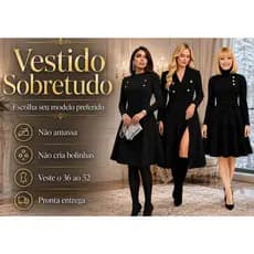 SOBRETUDO FEMININO LONGO SOCIAL CARDIGAN COMPRIDO CASACO MANGA LONGA BOTÕES OU VESTIDO ESTILO SOBRETUDO MIDI OU LONGO