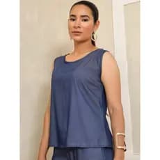 Blusa Regata de Chambray Liso Feminina Perfeita para Qualquer Ocasião.