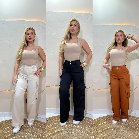 calça cargo femenino elegancia para dia a dia cintura alta de alfaitaria