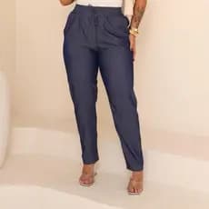 Calça Capri Jeans Leve Feminina Cintura Alta com Elastano Soltinha Confortável
