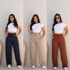 Calça pantalona  de Lanzinho feminina cintura alta com bolso inverno