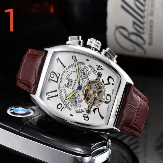 Franck Muller Relógio Mecânico Automático Cinto Calendário Multifuncional Cronógrafo FM