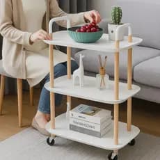 Carrinho Organizador Estante Mesinha Prateleira Rack Apoio Branco Móvel Suporte Cozinha Sala