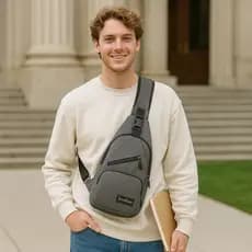 Bag Unissex Entrada Usb Leva Pochete Pochete Celular Mochila Ombro Carteira Documento Fone Bolsa